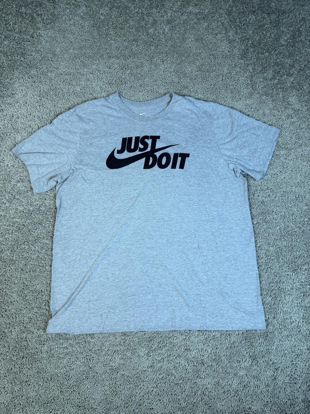 Nike Shirt Mens XL Gray Just Do It Swoosh Graphic Crew Neck Cotton Tagless